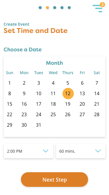 Create Event screens