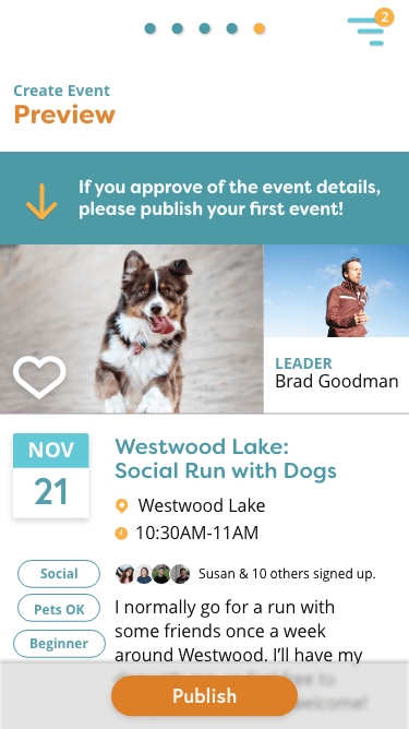 Create Event screens